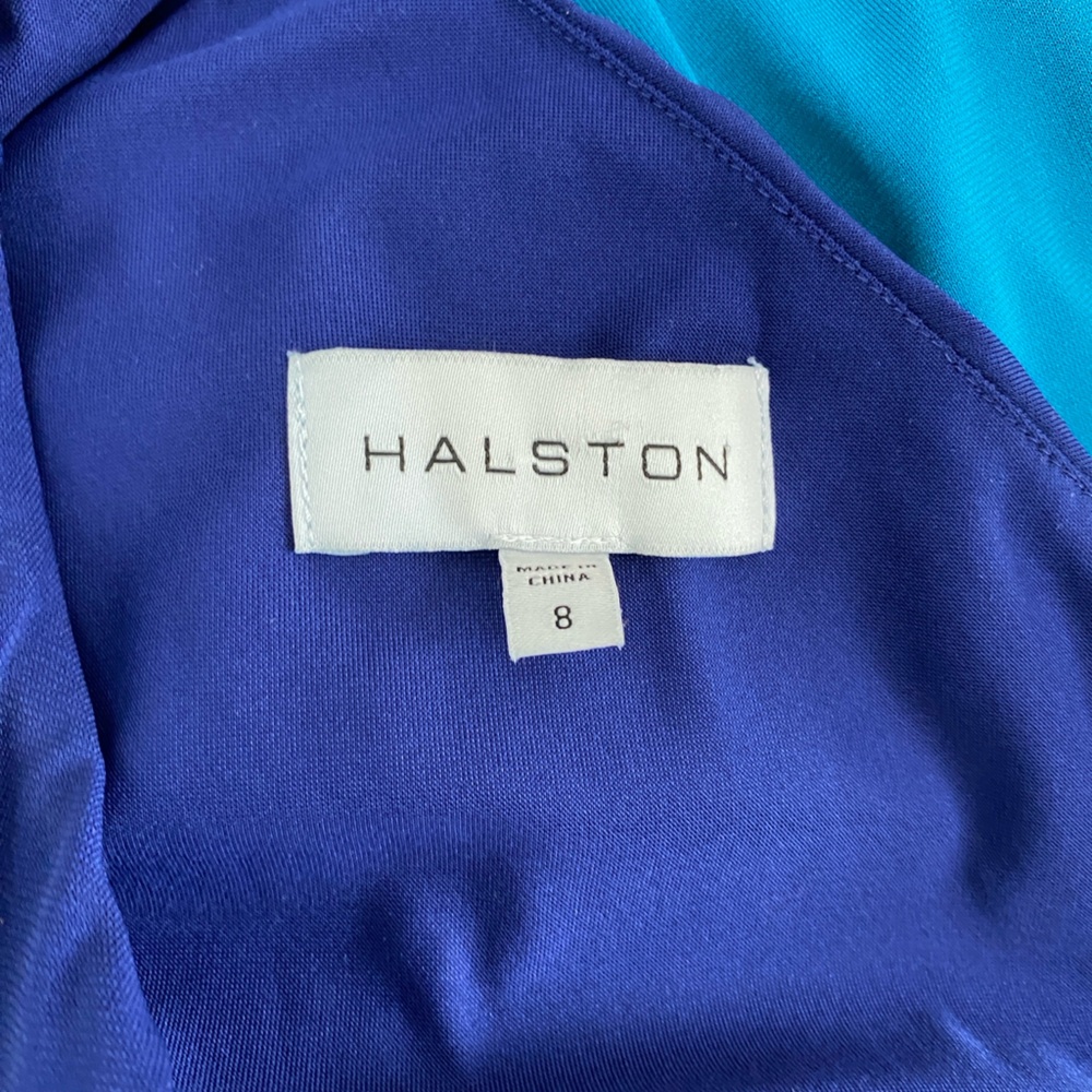 ❌SOLD❌HALSTON AJA GOWN SAPPHIRE BLUE TEAL ONE ARM LONG SLEEVE SOLD OUT SIZE 8 - Picture 12 of 12